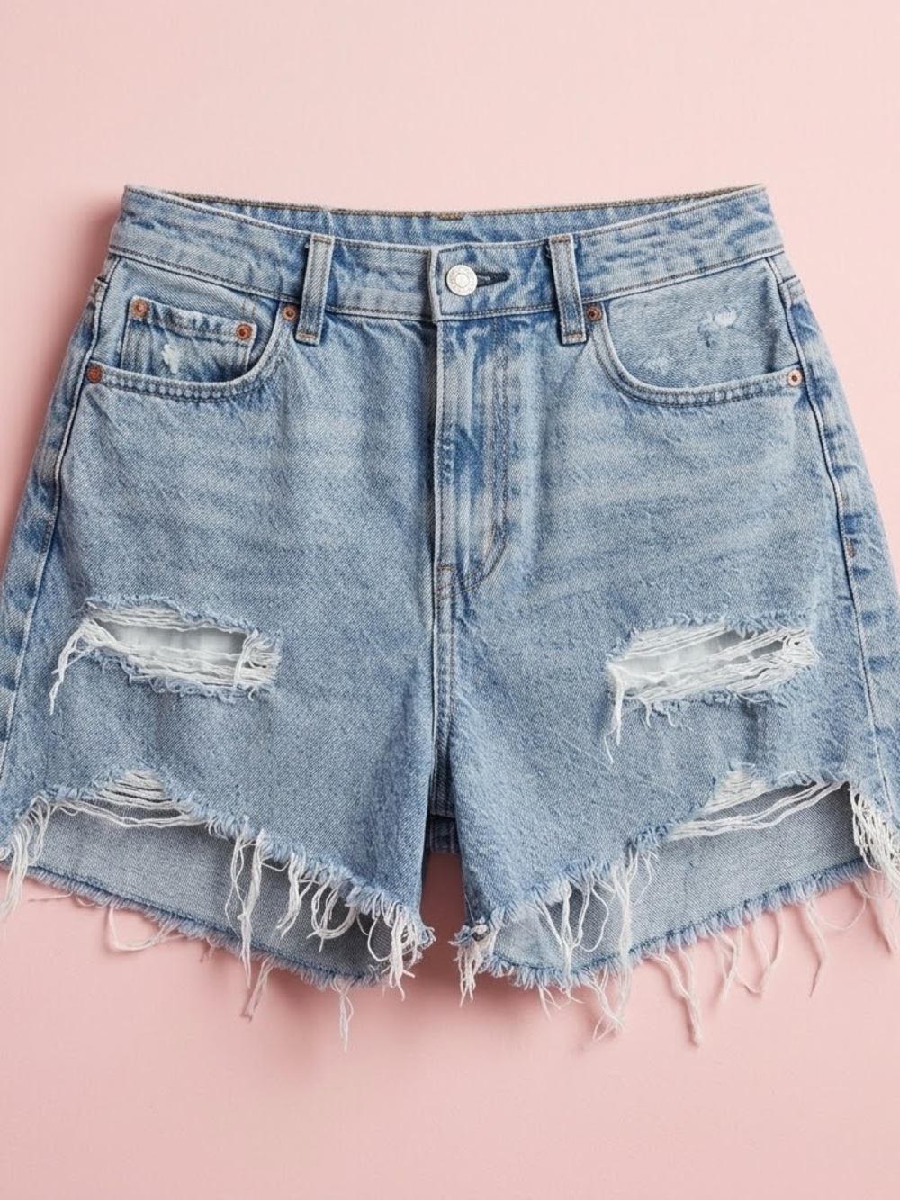 American Eagle Outfitters Light Blue Distressed Denim Shorts